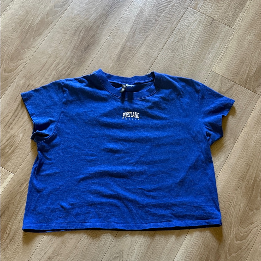 H&M Blue Crop Top with Portland Print